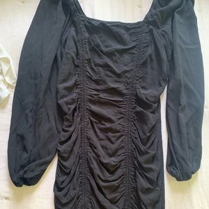 Wild fable black rouched long sleeve mini dress